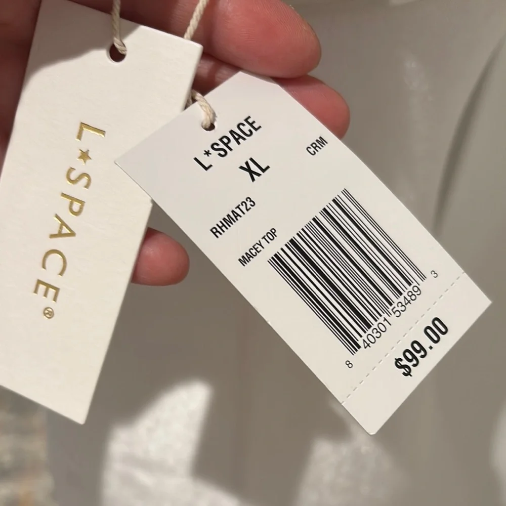L*Space Macey bikini top in cream XL NWT